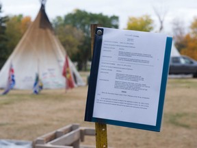 A copy of Justice Ysanne Wilkinson's order on one of the last days of the Justice for our Stolen Children camp. Protesters are now appealing the decision, weeks after the camp's demise.