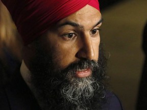 NDP leader Jagmeet Singh speaks about the harassment allegations against Regina MP Erin Weir outside the House of Commons on Parliament Hill in Ottawa on May 3, 2018. Singh won't allow Weir to run as a New Democrat in the next election.