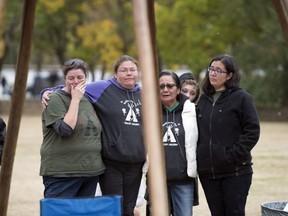 REGINA, SASK :  September 12, 2018  --  Members of the Justice for Our Stolen Children camp, across from the Legislative Building, take down the final teepee in Regina. TROY FLEECE / Regina Leader-Post