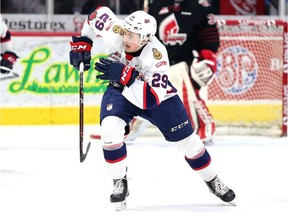 Regina Pats forward Logan Nijhoff, shown in action last season, had two goals in a losing cause Friday night. Photo by Keith Hershmiller/Hershmiller Photography.