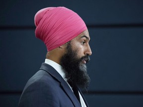 NDP Leader Jagmeet Singh speaks with the media during a news conference in Ottawa, Thursday August 30, 2018.