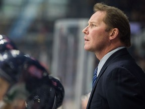 REGINA, SASK : September 22, 2018  -- Regina Pats head coach Dave Struch watches his team take on the Prince Albert Raiders at the Brandt Centre. BRANDON HARDER/ Regina Leader-Post