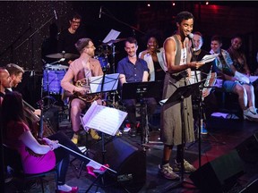 Shaun Brodie (centre, smiling) and the Toronto-based Queer Songbook Orchestra will perform in Regina on Oct. 3, 2018.