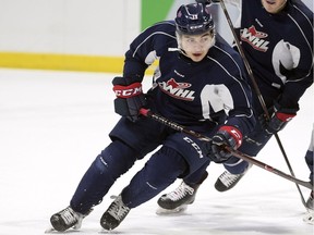 Regina Pats forward Sergei Alkhimov goes through drills in a recent practice at the Brandt Centre.