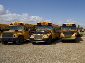 A line of school buses can be seen in this Saskatoon StarPhoenix file photo.