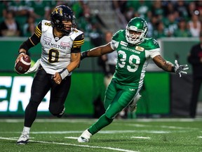 The Saskatchewan Roughriders' Charleston Hughes, 39, can get back to pursuing quarterbacks now that he has sat out one game for disciplinary reasons.
