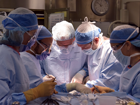 The surgical team works on Maurice Desjardins, recipient of Canada's first face transplant.