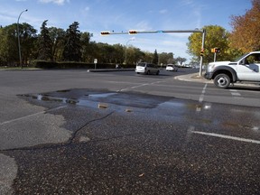 A water leak at the intersection of Broad Street and 4th Avenue in Regina. It's due to be repaired on Sunday.