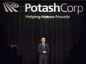 Former Potash Corp. CEO Jochen Tilk speaks to shareholders during the company's annual general meeting in Saskatoon in 2014.