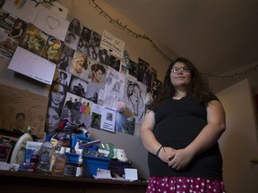 Singer Ahkamayimo Linklater stands for a portrait in her room in Saskatoon, Sask. on Sunday, September 30, 2018.