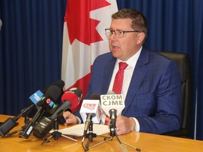 Premier Scott Moe celebrated the newly announced United States-Mexico-Canada Agreement on Monday, Oct. 1, 2018 in Saskatoon, but he said there's still work ahead on removing American trade barriers for Saskatchewan.