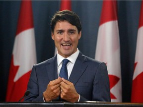 Prime Minister Justin Trudeau announces the new USMCA trade pact between Canada, the United States, and Mexico in Ottawa, Oct. 1, 2018.