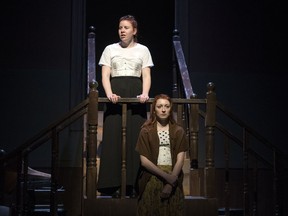 Rachel Walliser, top, and Nicole Garies each portray Lizzie Borden in Blood Relations, which is being produced by the University of Regina theatre department.