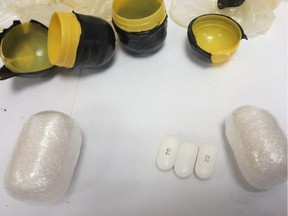 A photo of the drug package that a suspect tried to smuggle into the Saskatoon Provincial Correctional Centre. The package was thrown into the yard and an inmate inserted it into their rectum. The drugs were intercepted before the inmate could enter the jail. Photo courtesy Ministry of Corrections.