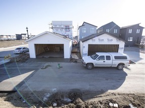 REGINA, SASK :  October 23, 2018  --   A pair of back alley garages under construction in the city's southeast.  TROY FLEECE / Regina Leader-Post