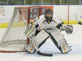 University of Regina Cougars goalie Jane Kish, shown in this file photo, had a record-setting 45-save shutout on Friday.