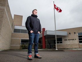 Regina City Councillor Joel Murray stands in front of Fire Station 4 on Dewdney Avenue. Murray says the station is LEAD certified and thus a good model for new builds in the city.