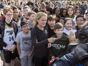 Gov. Gen. Julie Payette was joined by elementary school kids as she walked around Wascana Lake in Regina. This was part of her new initiative called GGActive, which aims to promote health and fitness.