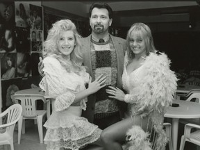 Craig Cunningham with two of his entertainers in November 1993. (LP file phone by Don Healy)