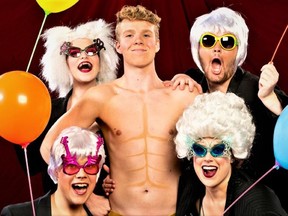Bryce Johnson (centre) as Rocky is surrounded by Medea Scott-Vargo (top left), Sean Dunham (top right), John-Mark Smith (bottom left) and Alyshia Chobot (bottom right). They are part of Sterling Productions' Rocky Horror Show, which runs Oct. 23-26 at the Conexus Arts Centre in Regina.