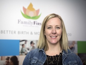 Sara Beckel, president of Family First Maternal Wellness Centre, at their grand opening in Regina.