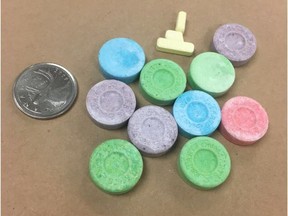 SPS members seized Xanax after executing a search warrant. It had been pressed to look like “SweeTarts” candy.