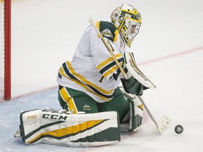Dane Dow, shown in this file photo, made 42 saves Thursday to backstop the Humboldt Broncos to a 5-1 victory over the host Estevan Bruins.