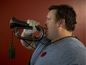 Aaron Vopni will be playing The Last Post at this year's Remembrance Day ceremony at Saskatoon's SaskTel Centre on a First World War-era bugle.