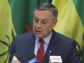 Saskatchewan Justice Minister Don Morgan speaks with reporters in Saskatoon on Friday, Nov. 30, 2018.