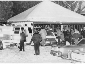 From January, 1983, this Leader-Post file photo captures the scene after JoAnn Wilson was found murdered at her Regina home.