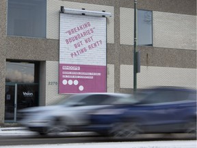 A billboard on the former Brown Communications building on the 2200 block of Albert Street in Regina.