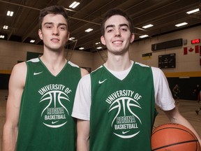 The Hillis brothers — Sam, left, and Ben — have emulated their father, James, by playing for the University of Regina Cougars men's basketball team.