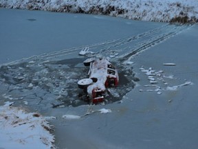 Swift Current RCMP responded to a call from a passerby who found a truck partially submerged in a creek along 6th Avenue northeast around 6 a.m. on Nov. 16, 2018.