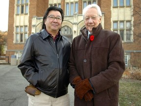 Pictured in November 2008, Regina Symphony Orchestra conductor Victor Sawa and former conductor Howard Leyton-Brown stand outside Darke Hall, where the RSO used to play before moving to Conexus Arts Centre.