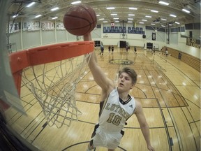 The Luther Lions' Andy Vanderhooft, shown in Luther College High School's Semple Gymnasium, is one of the top Grade 12 basketball players in Saskatchewan.