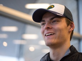 Jacob Wassermann, who played for the Humboldt Broncos and was injured when the team's bus crashed, joined other para athletes to speak at a symposium at the RCMP Heritage Centre on Dewdney Avenue on Nov. 30, 2018.