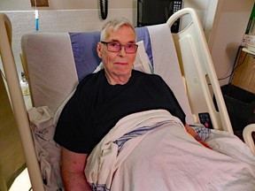 Bob Lauder lays in his hospital bed at Regina's Pasqua Hospital on Dec. 14, 2018.