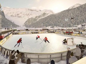 A scene from EA Sports' "NHL 19" video game is shown in this undated handout photo. While the NHL turns its attentions to the outdoor Winter Classic, video gamers have been playing outdoors for some time. In fact the "NHL 19" slogan is "From the pond to the pros."