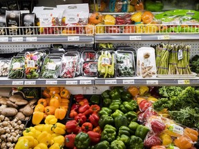 Produce in a grocery store.