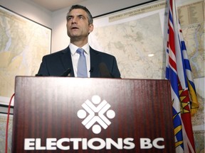 B.C. Chief Electoral Officer Anton Boegman releases the results for the province's referendum on electoral reform during a press conference at the Elections BC office in Victoria, B.C., on Thursday, December 20, 2018. Voters in British Columbia rejected a proposal to switch to a system of proportional representation to elect members of the legislature.