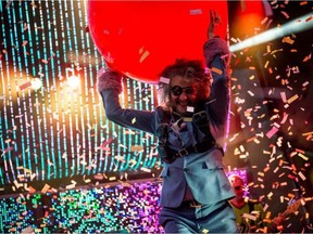 Wayne Coyne of the Flaming Lips got the 2018 jazz festival off to a colourful start. Matt Smith photo.