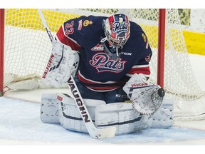 Max Paddock, shown in this file photo, sparkled in goal for the Regina Pats as they defeated Lethbridge 2-1 in a shootout Tuesday.