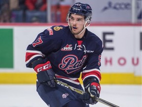 The Regina Pats' Ty Kolle (57) watches the play during a WHL game against the Prince Albert Raiders on Saturday at the Brandt Centre.