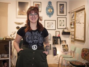 The Junction owner Kristina Hallwas inside her multi-use shop in Regina.