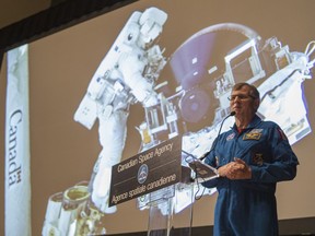 Former Canadian astronaut Dave Williams speaks during Spectrum, a science exposition at the University of Saskatchewan in Saskatoon on Jan. 10, 2019.