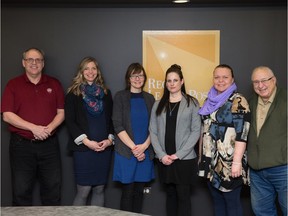 Proceeds from the Regina Leader-Post's 2018 Christmas Cheer Fund were donated to four Regina women's shelters on Thursday. On hand for the presentations were, left to right, Rob Vanstone (Leader-Post), Tessa Kelln (SOFIA House), Hillary Aitken (YWCA Regina), Stephanie Taylor (Regina Transition House), Julie McMillan (WISH Safe House) and Jim Toth (Leader-Post Foundation). The 2018 campaign raised $91,016.20.