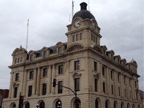 Moose Jay city hall is shown in a handout photo. A clarion call has gone out in Moose Jaw, Sask., to repair a more than century-old bell that sits atop the city hall clock tower and some day make it ring for the first time since the 1960s.