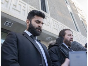 Jaskirat Singh Sidhu leaves provincial court in Melfort, Sask., Tuesday, January, 8, 2019. Sidhu, the driver of a transport truck involved in a deadly crash with the Humboldt Broncos junior hockey team's bus, has pleaded guilty to all charges against him.