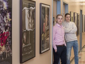 University of Regina film students Joel Kereluke, right, and Luke Halyk stand in the school's film department.