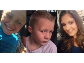 Nine-year-old Theodore Cardinal (left), four-year-old Brenden Major (centre) and 26-year-old Kimberly Oliverio were killed in a crash on Highway 16 west of Langham on Feb. 22, 2016. (Facebook)